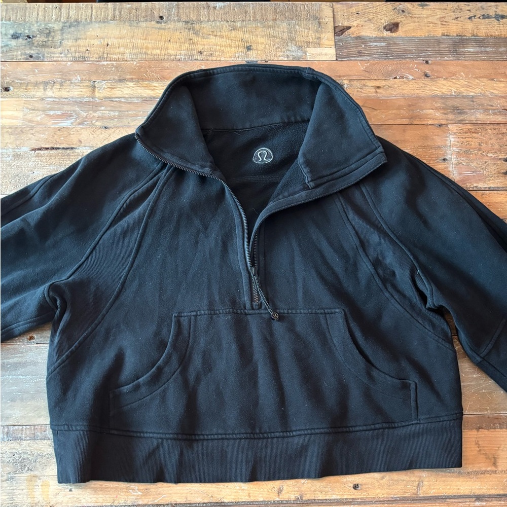 Scuba Oversized Funnel-Neck Half Zip. M/L, Black